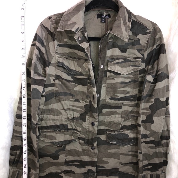 A.n.a Camouflage Full Zip Cargo Jacket Medium Green Brown - Picture 1 of 9